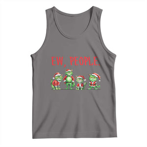 Funny Christmas Cat Tank Top Ew People Green Cat Santa TS09 Deep Heather Print Your Wear