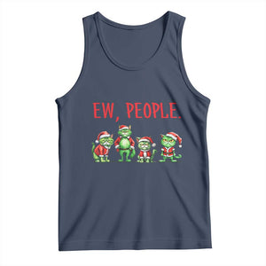 Funny Christmas Cat Tank Top Ew People Green Cat Santa TS09 Navy Print Your Wear