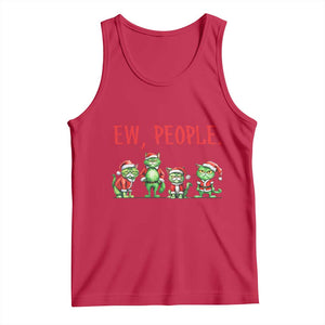 Funny Christmas Cat Tank Top Ew People Green Cat Santa TS09 Red Print Your Wear