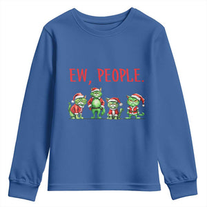 Funny Christmas Cat Youth Sweatshirt Ew People Green Cat Santa TS09 Royal Blue Print Your Wear