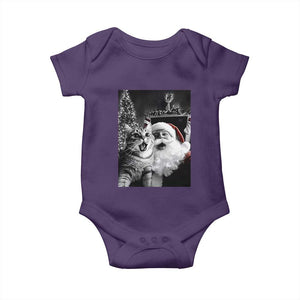 Funny Christmas Cat Selfie With Santa Baby Onesie TS09 Purple Print Your Wear