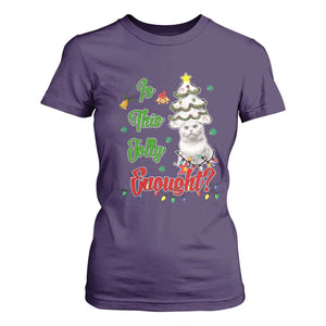 Christmas Cat T Shirt For Women Is This Jolly Enough TS09 Purple Print Your Wear