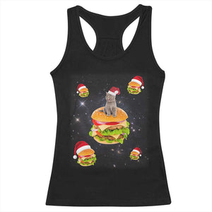 Funny Christmas Cat Racerback Tank Top Santa Cat Hamburger Lover Galaxy Outer Space TS09 Black Print Your Wear