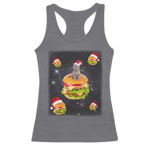 Funny Christmas Cat Racerback Tank Top Santa Cat Hamburger Lover Galaxy Outer Space TS09 Charcoal Print Your Wear