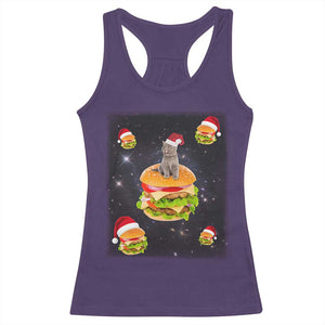 Funny Christmas Cat Racerback Tank Top Santa Cat Hamburger Lover Galaxy Outer Space TS09 Purple Print Your Wear