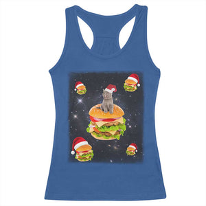 Funny Christmas Cat Racerback Tank Top Santa Cat Hamburger Lover Galaxy Outer Space TS09 Royal Blue Print Your Wear