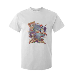 Funny Christmas Cat T Shirt For Kid Santa Cat Riding Pizza Galaxy Outer Space TS09 White Print Your Wear