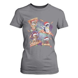 Funny Christmas Cat T Shirt For Women Santa Cat Riding Pizza Galaxy Outer Space TS09 Charcoal Print Your Wear