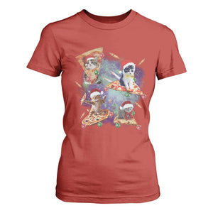 Funny Christmas Cat T Shirt For Women Santa Cat Riding Pizza Galaxy Outer Space TS09 Red Print Your Wear