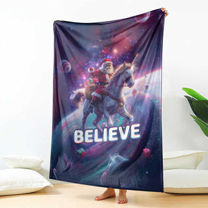 Funny Christmas Cat Throw Blanket Santa Cat Riding Unicorn Galaxy Outer Space TS09 Print Your Wear