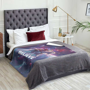 Funny Christmas Cat Throw Blanket Santa Cat Riding Unicorn Galaxy Outer Space TS09 Print Your Wear