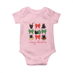Funny Christmas Black Cat Baby Onesie Meowy Christmas Cute Cats Coquette Bow TS09 Light Pink Print Your Wear