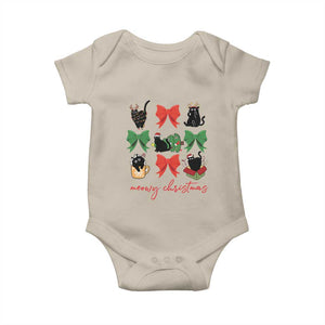 Funny Christmas Black Cat Baby Onesie Meowy Christmas Cute Cats Coquette Bow TS09 Sand Print Your Wear
