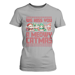 Christmas Cat T Shirt For Women We Hiss You A Meowy Catmas TS09 Sport Gray Print Your Wear