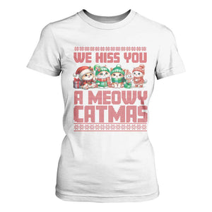 Christmas Cat T Shirt For Women We Hiss You A Meowy Catmas TS09 White Print Your Wear