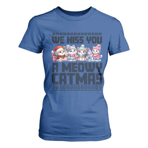 Christmas Cute Cat T Shirt For Women We Hiss You A Meowy Catmas TS09 Royal Blue Print Your Wear