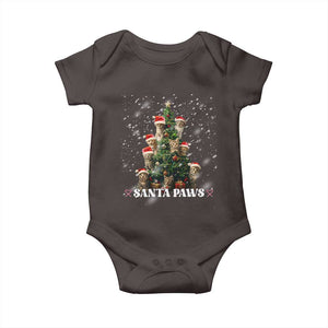 Christmas Cat Baby Onesie Santa Paw And Claw Cats Xmas Tree TS09 Dark Chocolate Print Your Wear