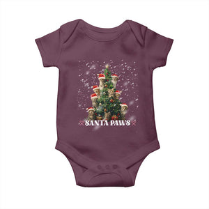 Christmas Cat Baby Onesie Santa Paw And Claw Cats Xmas Tree TS09 Maroon Print Your Wear