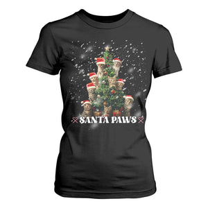 Christmas Cat T Shirt For Women Santa Paw And Claw Cats Xmas Tree TS09 Black Print Your Wear