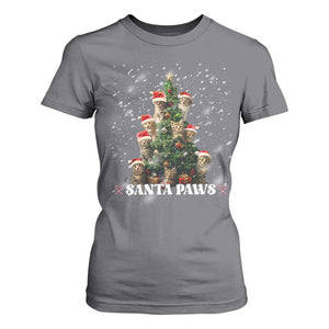 Christmas Cat T Shirt For Women Santa Paw And Claw Cats Xmas Tree TS09 Charcoal Print Your Wear