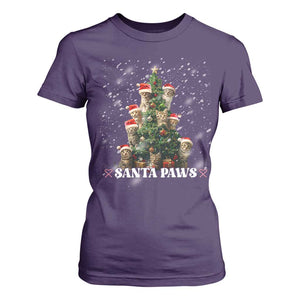 Christmas Cat T Shirt For Women Santa Paw And Claw Cats Xmas Tree TS09 Purple Print Your Wear