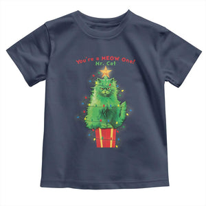 Funny Christmas Cat Baby Shirt You Are A Meow One Mr. Cat Green Cat TS09 Navy Print Your Wear
