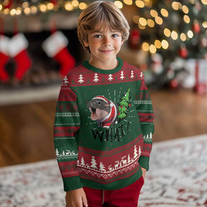 Funny Xmas Moo Deng Ugly Christmas Sweater What Baby Hippo Pushing Christmas Tree TS09 Christmas Print Your Wear