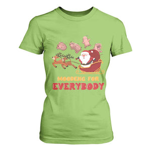 Funny Christmas Moo Deng For Everyone T Shirt For Women Cute Baby Hippo Santa Reindeer TS09 Lime Print Your Wear