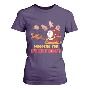 Funny Christmas Moo Deng For Everyone T Shirt For Women Cute Baby Hippo Santa Reindeer TS09 Purple Print Your Wear