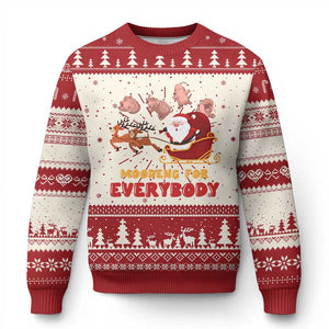 Funny Xmas Moo Deng For Everyone Ugly Christmas Sweater Cute Baby Hippo Santa Reindeer TS09 Red Print Your Wear