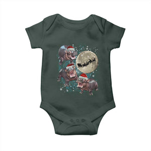 Funny Christmas Moo Deng Baby Onesie Baby Hippo Santa Sleigh Galaxy Outer Space TS09 Print Your Wear