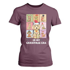 Funny Xmas Dog T Shirt For Women Santa Golden Doodle In My Christmas Era TS09 Maroon Print Your Wear