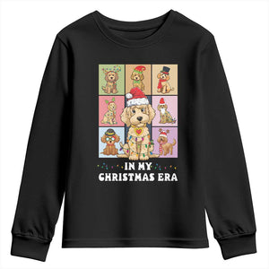 Funny Xmas Dog Youth Sweatshirt Santa Golden Doodle In My Christmas Era TS09 Black Print Your Wear