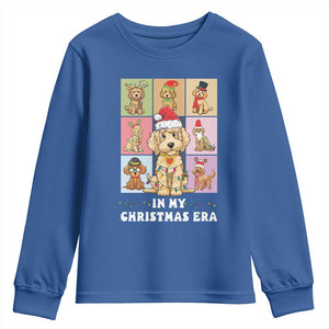 Funny Xmas Dog Youth Sweatshirt Santa Golden Doodle In My Christmas Era TS09 Royal Blue Print Your Wear