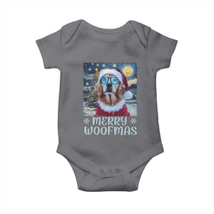 Funny Xmas Golden Retriever Baby Onesie Merry Woofmas Christmas Starry Night Dog Lover TS09 Charcoal Print Your Wear