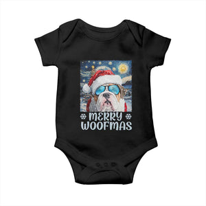 Funny Xmas Bulldog Baby Onesie Merry Woofmas Christmas Starry Night Dog Lover TS09 Black Print Your Wear