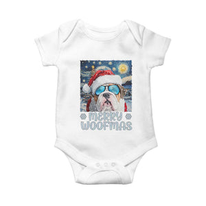 Funny Xmas Bulldog Baby Onesie Merry Woofmas Christmas Starry Night Dog Lover TS09 White Print Your Wear