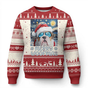 Funny Xmas Bulldog Ugly Christmas Sweater Merry Woofmas Christmas Starry Night Dog Lover TS09 Red Print Your Wear