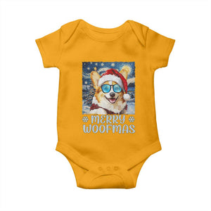 Funny Xmas Corgi Baby Onesie Merry Woofmas Christmas Starry Night Dog Lover TS09 Gold Print Your Wear