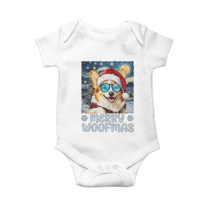 Funny Xmas Corgi Baby Onesie Merry Woofmas Christmas Starry Night Dog Lover TS09 White Print Your Wear