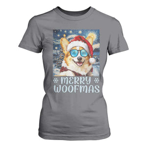 Funny Xmas Corgi T Shirt For Women Merry Woofmas Christmas Starry Night Dog Lover TS09 Charcoal Print Your Wear