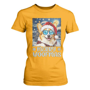 Funny Xmas Corgi T Shirt For Women Merry Woofmas Christmas Starry Night Dog Lover TS09 Gold Print Your Wear