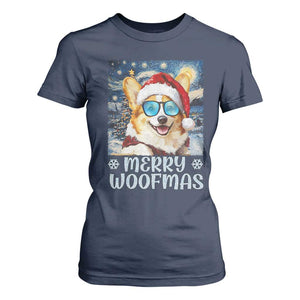 Funny Xmas Corgi T Shirt For Women Merry Woofmas Christmas Starry Night Dog Lover TS09 Navy Print Your Wear