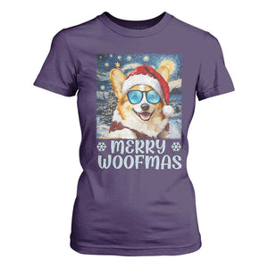Funny Xmas Corgi T Shirt For Women Merry Woofmas Christmas Starry Night Dog Lover TS09 Purple Print Your Wear