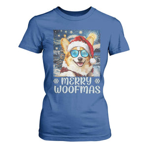 Funny Xmas Corgi T Shirt For Women Merry Woofmas Christmas Starry Night Dog Lover TS09 Royal Blue Print Your Wear