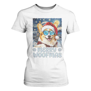 Funny Xmas Corgi T Shirt For Women Merry Woofmas Christmas Starry Night Dog Lover TS09 White Print Your Wear
