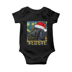 Funny Xmas Poodle Baby Onesie Believe Christmas Starry Night Dog Lover TS09 Black Print Your Wear