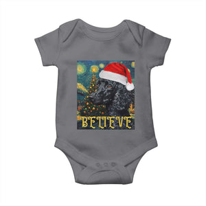 Funny Xmas Poodle Baby Onesie Believe Christmas Starry Night Dog Lover TS09 Charcoal Print Your Wear