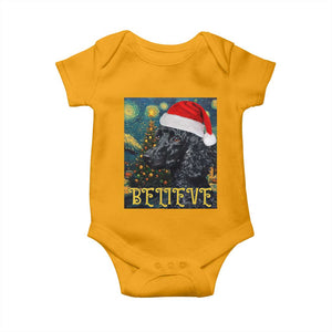 Funny Xmas Poodle Baby Onesie Believe Christmas Starry Night Dog Lover TS09 Gold Print Your Wear
