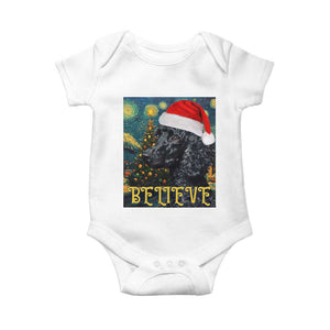 Funny Xmas Poodle Baby Onesie Believe Christmas Starry Night Dog Lover TS09 White Print Your Wear